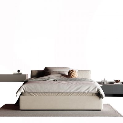 现代单人床 床头柜