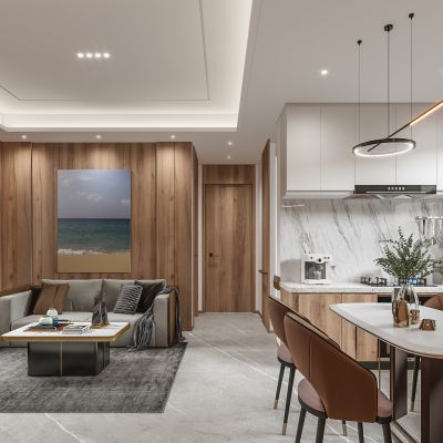 现代单身公寓客餐厅