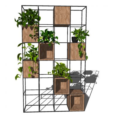 现代绿植盆栽_装饰架