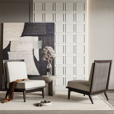 侘寂风休闲椅_边几_饰品摆件