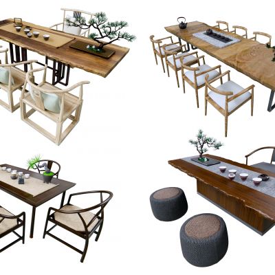 新中式茶桌椅 茶台 洽谈桌椅 休闲桌椅 