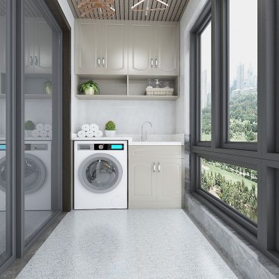 简欧阳台洗衣柜