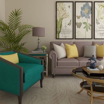 美式客厅沙发椅子组合