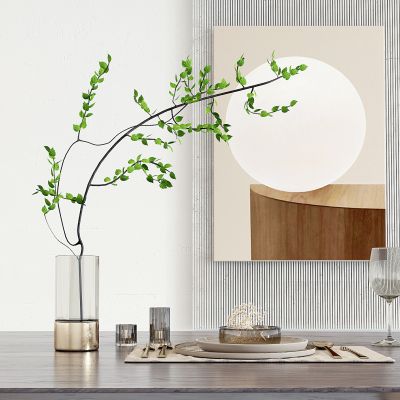 现代玻璃花瓶餐具组合