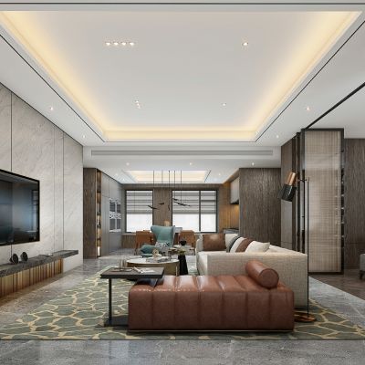 现代轻奢样板间客厅