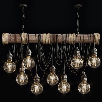 现代侘寂风木头灯泡吊灯