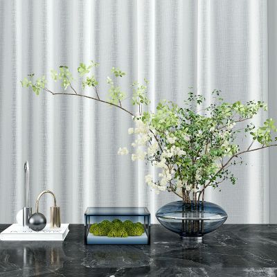 现代玻璃花瓶植物摆件