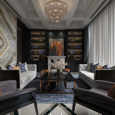 简欧式轻奢会客厅