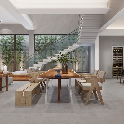 现代民宿客厅餐厅