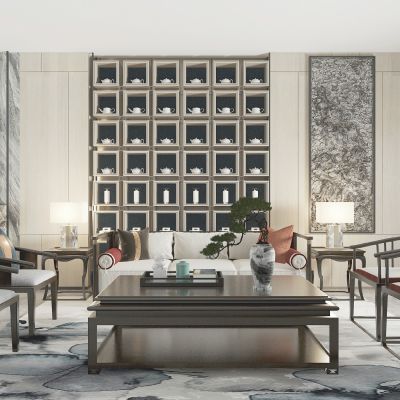 新中式实木沙发