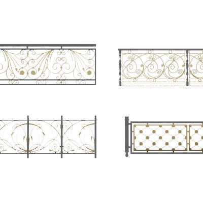 欧式铁艺雕花护栏3D模型