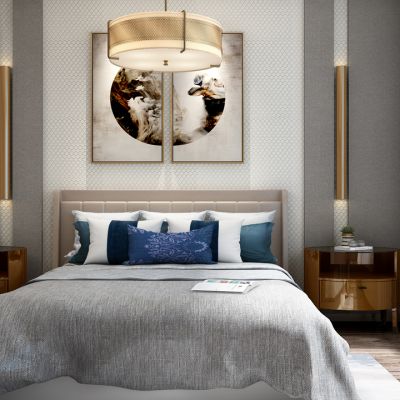 现代卧室现代床吊灯