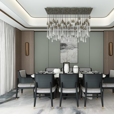 新中式餐厅餐桌椅吊灯