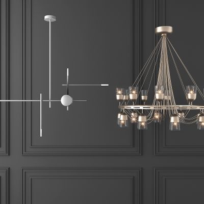 现代轻奢金属吊灯组合