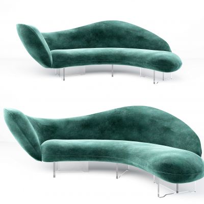 现代绒布弧形沙发