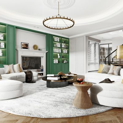 美式简欧式复式客厅