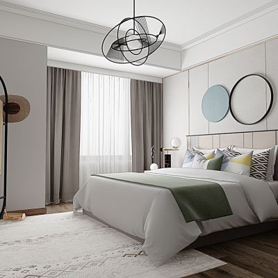 现代卧室床床头柜