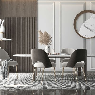 现代轻奢餐桌椅组合