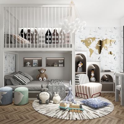 现代上下铺儿童房