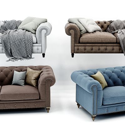 美式欧式皮革沙发组合