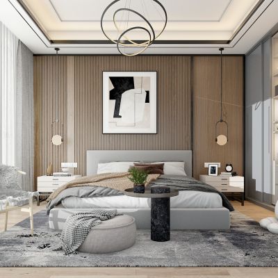 现代北欧轻奢卧室