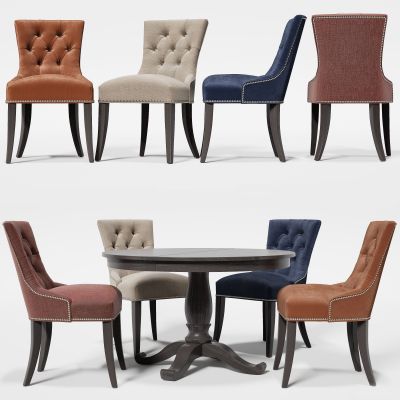 欧式实木圆形桌椅组合