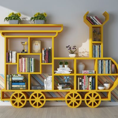 现代火车造型儿童书柜