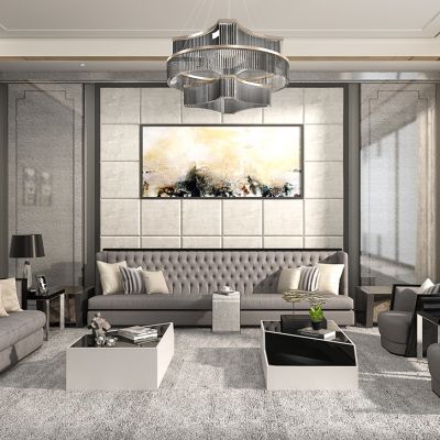 后现代客厅轻奢沙发茶几组合