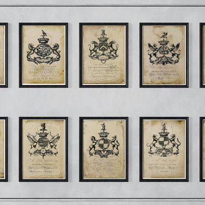 新古典美式陈旧挂画组合