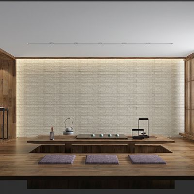 新中式日式榻榻米茶室书房禅室茶台