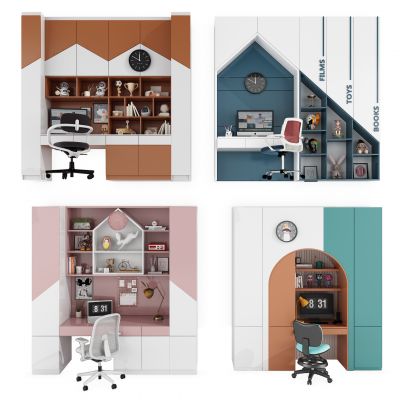 现代儿童书柜书桌