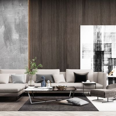 现代转角沙发茶几组合