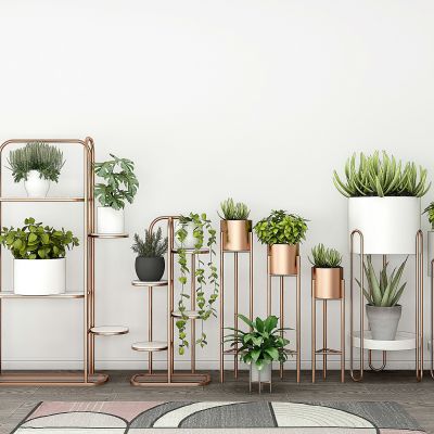 现代金属花架盆栽绿植