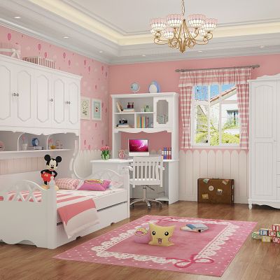 欧式简欧式一体式儿童床