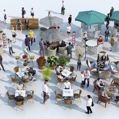 现代休闲多人动态