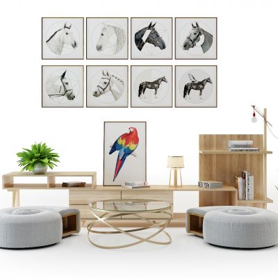 现代电视柜休闲椅组合