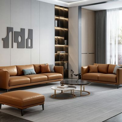 现代办公皮革沙发组合3D模型