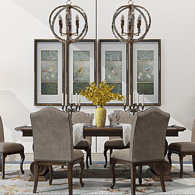 美式餐桌椅餐厅落地灯挂画