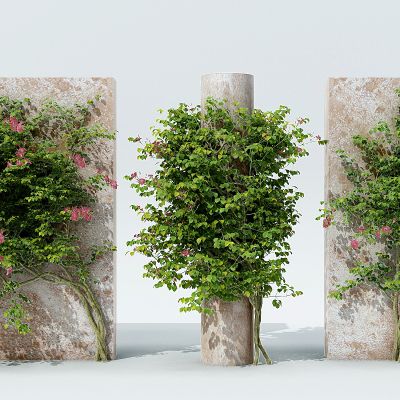 现代爬墙虎花卉滕蔓绿植墙