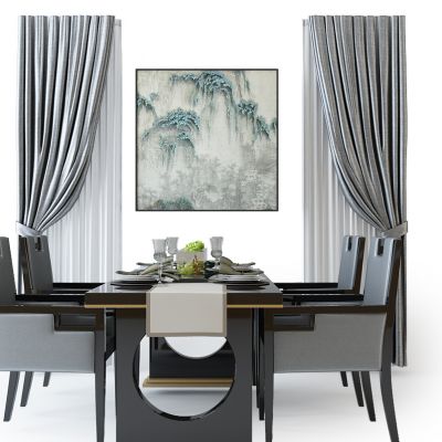 中式餐桌椅组合