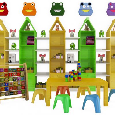 现代儿童桌椅书柜