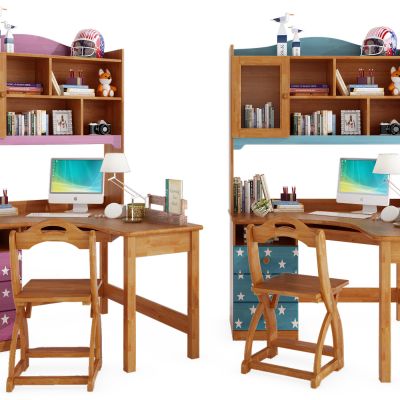 北欧儿童一体式书桌椅