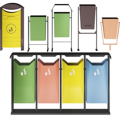 现代户外黄色垃圾箱