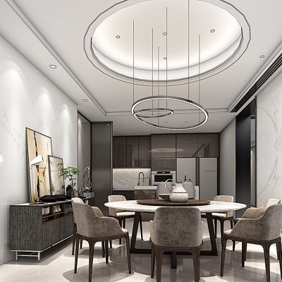 现代餐厅餐桌椅装饰柜