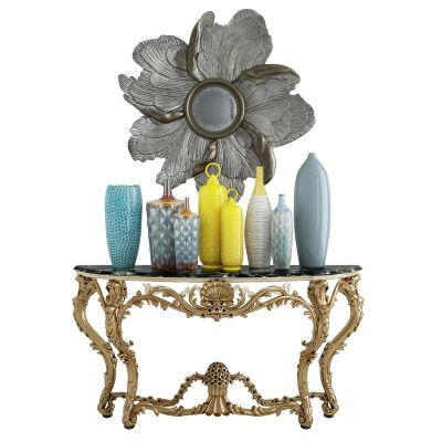 欧式法式雕花玄关柜摆台镜子条案摆台花瓣雕塑