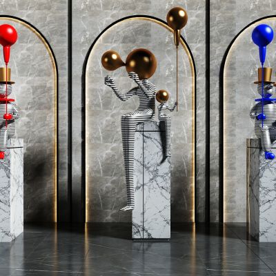 现代吹泡泡人物雕塑