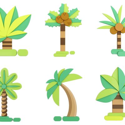 现代儿童椰子树卡通墙饰