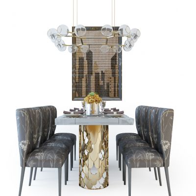 简欧餐桌椅组合