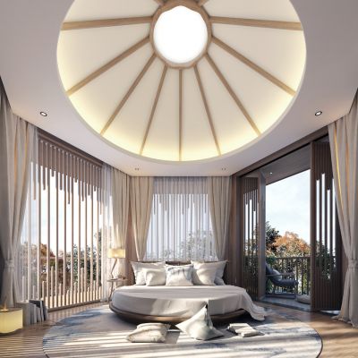 现代东南亚圆形卧室