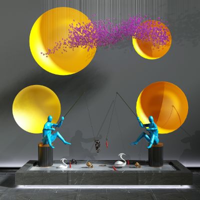 新中式小人钓鱼